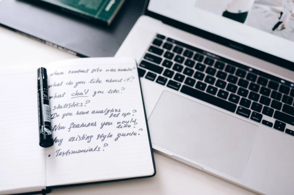 Writer planning content strategy for copywriting and ghostwriting